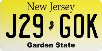 NJ license plate J29GOK
