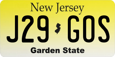 NJ license plate J29GOS