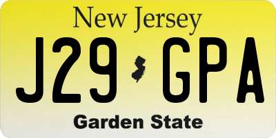 NJ license plate J29GPA