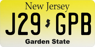 NJ license plate J29GPB