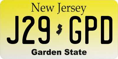 NJ license plate J29GPD