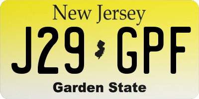 NJ license plate J29GPF