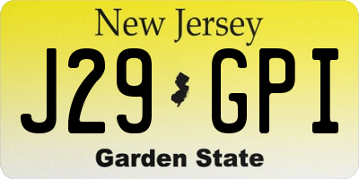 NJ license plate J29GPI