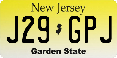 NJ license plate J29GPJ