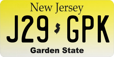 NJ license plate J29GPK