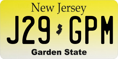 NJ license plate J29GPM