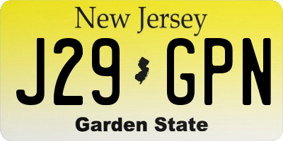 NJ license plate J29GPN