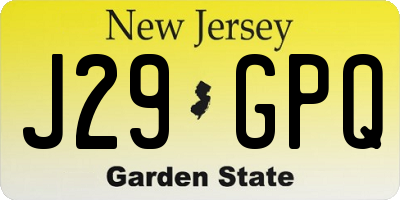 NJ license plate J29GPQ