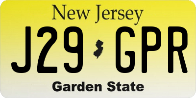 NJ license plate J29GPR