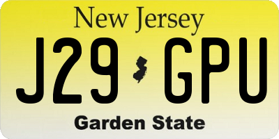 NJ license plate J29GPU