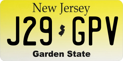 NJ license plate J29GPV