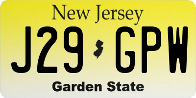 NJ license plate J29GPW