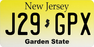 NJ license plate J29GPX