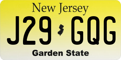 NJ license plate J29GQG