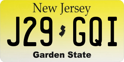 NJ license plate J29GQI