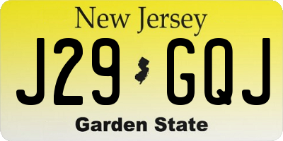 NJ license plate J29GQJ