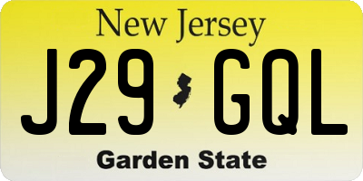 NJ license plate J29GQL