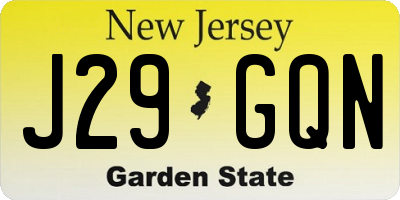NJ license plate J29GQN