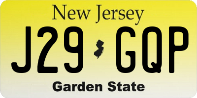 NJ license plate J29GQP