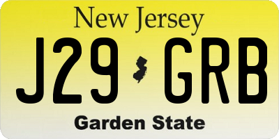 NJ license plate J29GRB