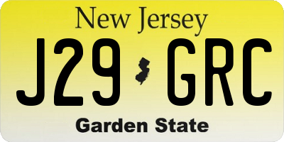 NJ license plate J29GRC