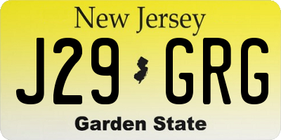 NJ license plate J29GRG