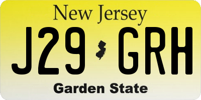 NJ license plate J29GRH