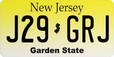 NJ license plate J29GRJ