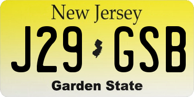 NJ license plate J29GSB
