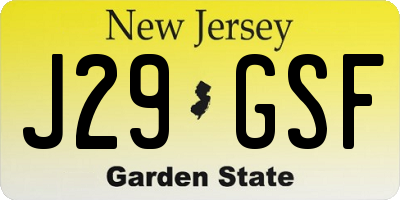NJ license plate J29GSF