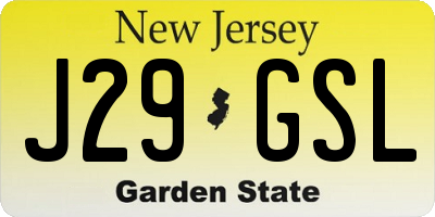 NJ license plate J29GSL