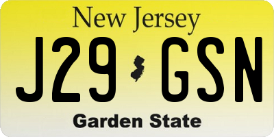 NJ license plate J29GSN