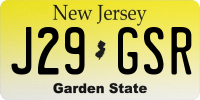 NJ license plate J29GSR
