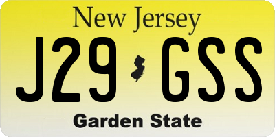 NJ license plate J29GSS