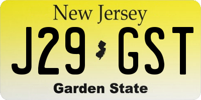 NJ license plate J29GST