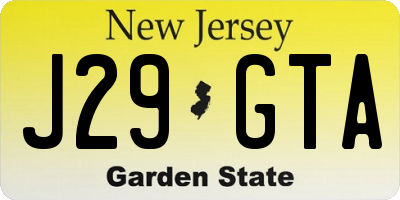 NJ license plate J29GTA