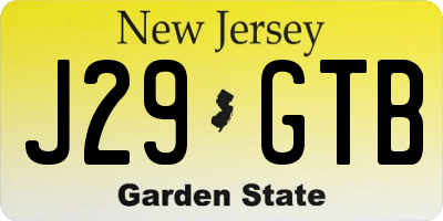 NJ license plate J29GTB