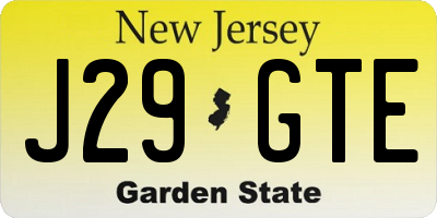 NJ license plate J29GTE