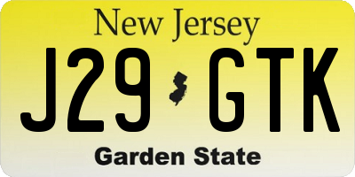 NJ license plate J29GTK