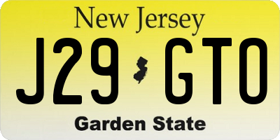 NJ license plate J29GTO