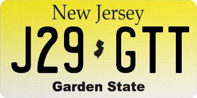 NJ license plate J29GTT