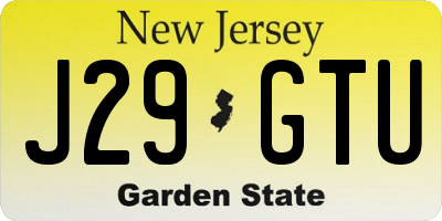 NJ license plate J29GTU
