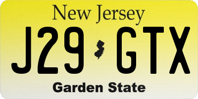 NJ license plate J29GTX