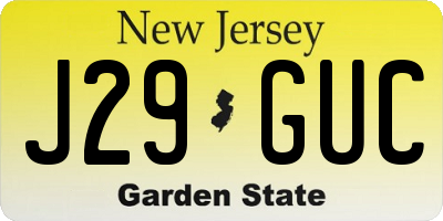 NJ license plate J29GUC