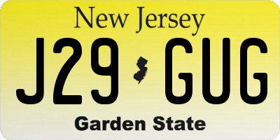 NJ license plate J29GUG