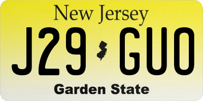 NJ license plate J29GUO