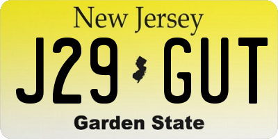 NJ license plate J29GUT