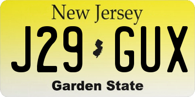 NJ license plate J29GUX