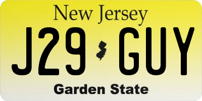 NJ license plate J29GUY