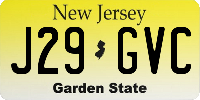 NJ license plate J29GVC